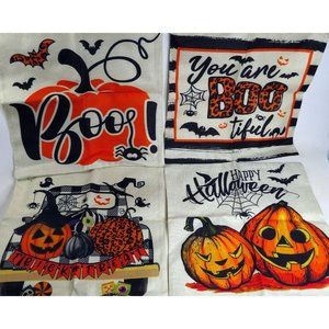 Halloween Pillow Cover Case 17" X 17" Halloween Boo Trick Treat Spooky Set of 4